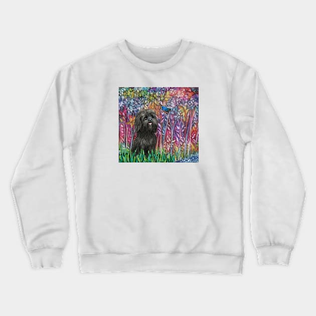 Forest in Bloom with an Adorable Black Shih Tzu Crewneck Sweatshirt by Dogs Galore and More